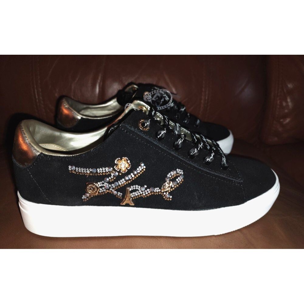 New Display Women's Karl Lagerfeld Cate Sayings Low Top Black Sneakers Size 8.5